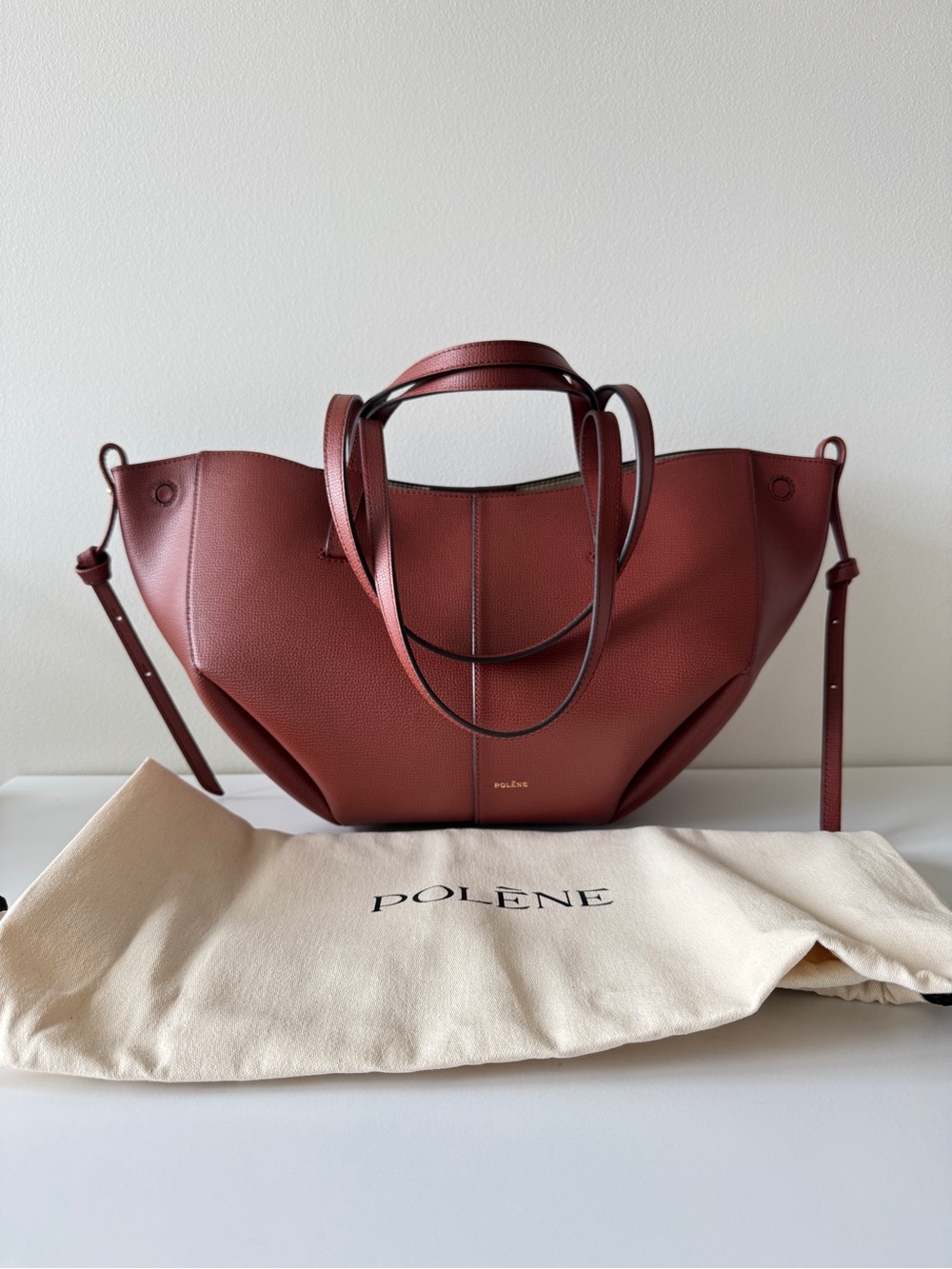 Polène Mini Cyme Tote Bag Paris Exclusive Argile Rouge Red Color